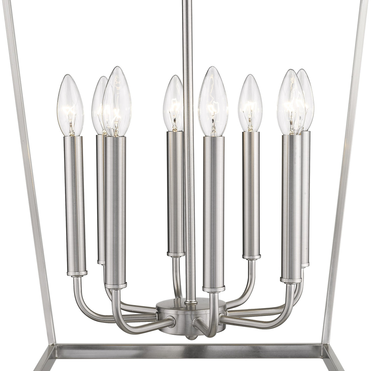 Silver Metal Eight Light Dimmable Ceiling Light