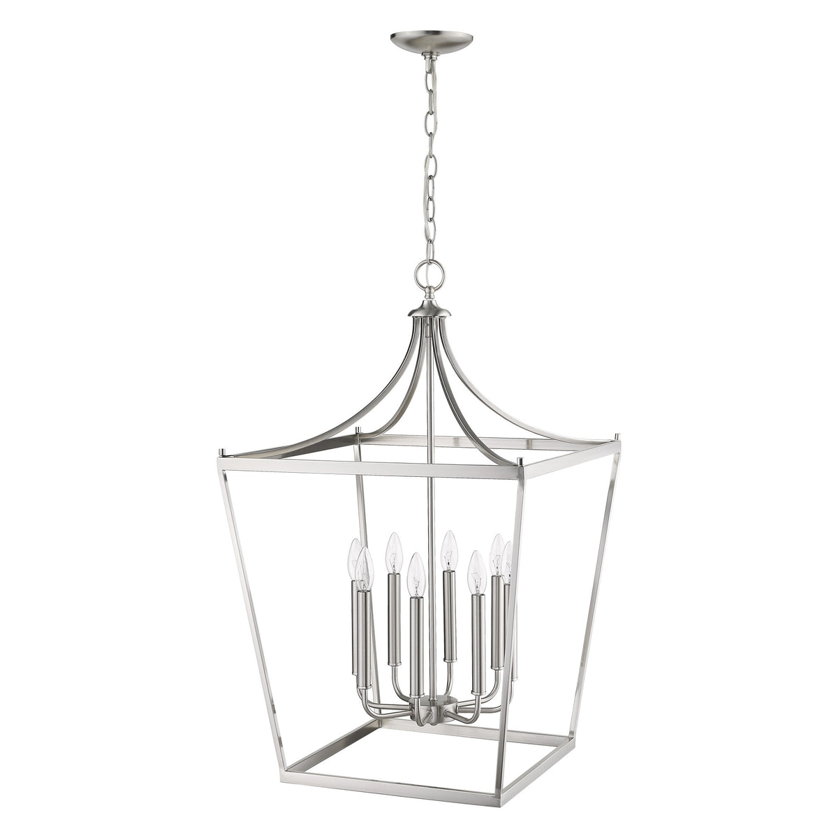 Silver Metal Eight Light Dimmable Ceiling Light