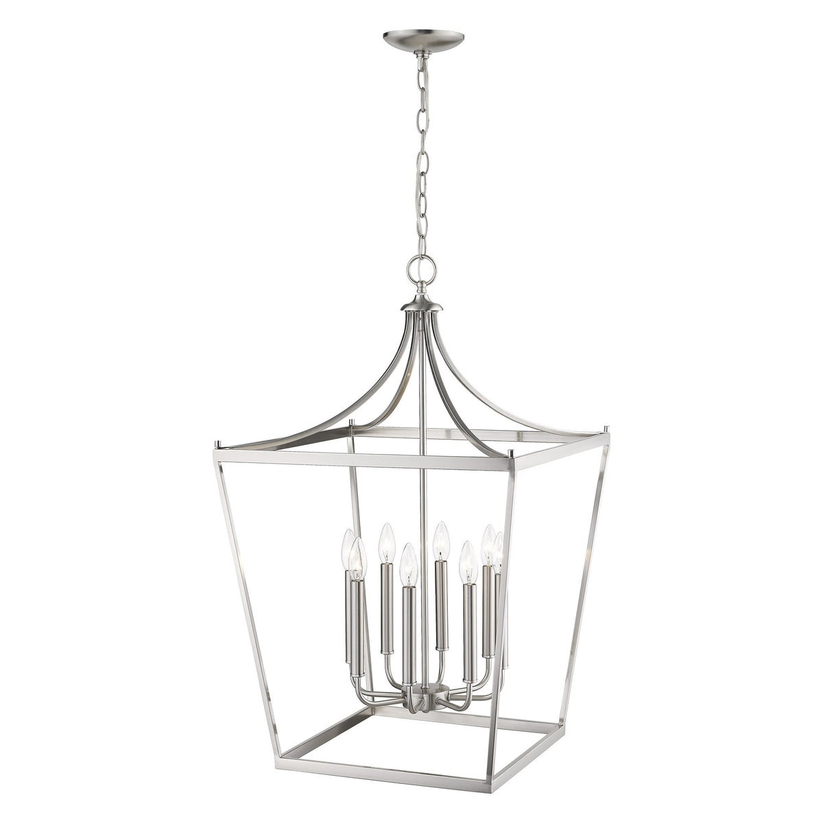 Silver Metal Eight Light Dimmable Ceiling Light