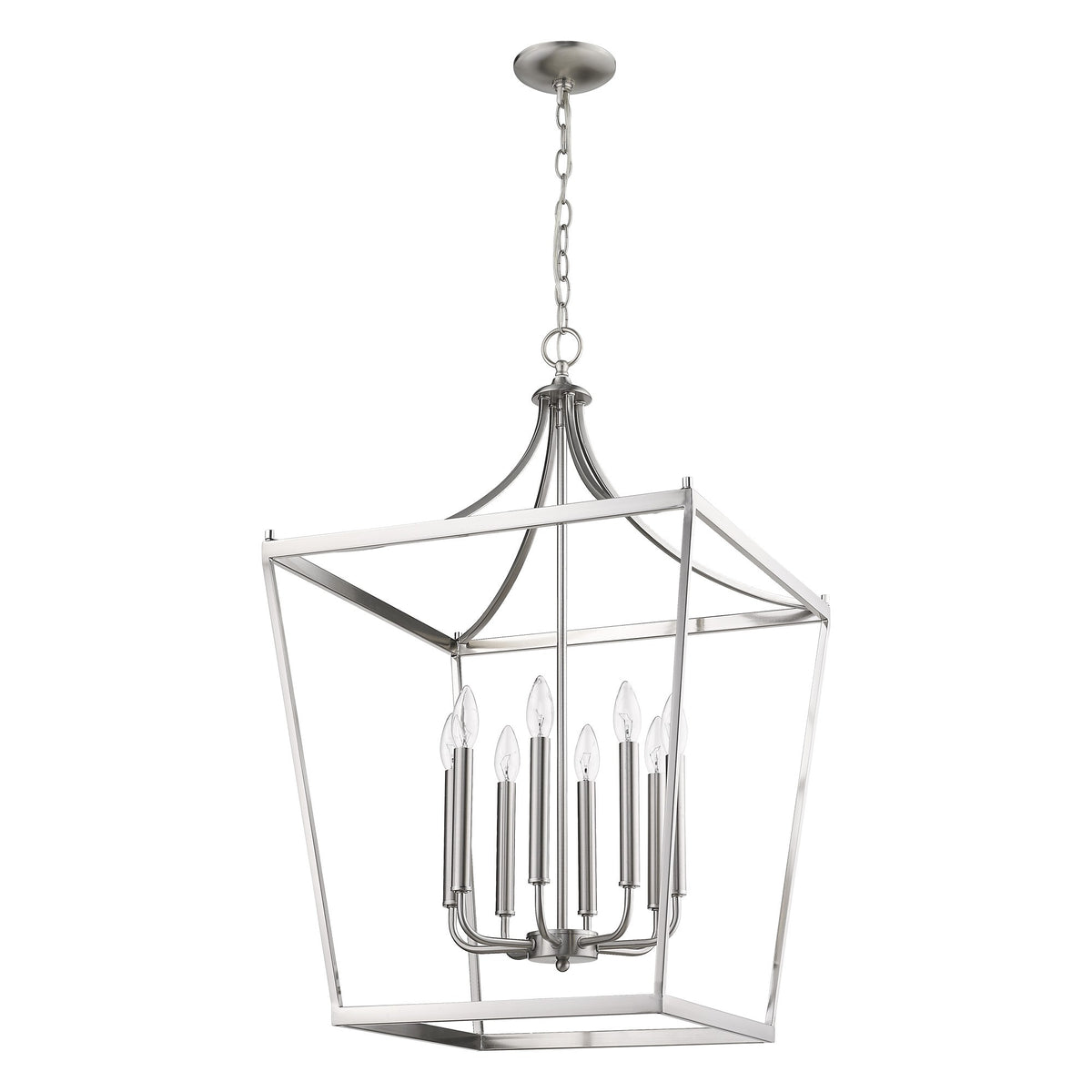 Silver Metal Eight Light Dimmable Ceiling Light