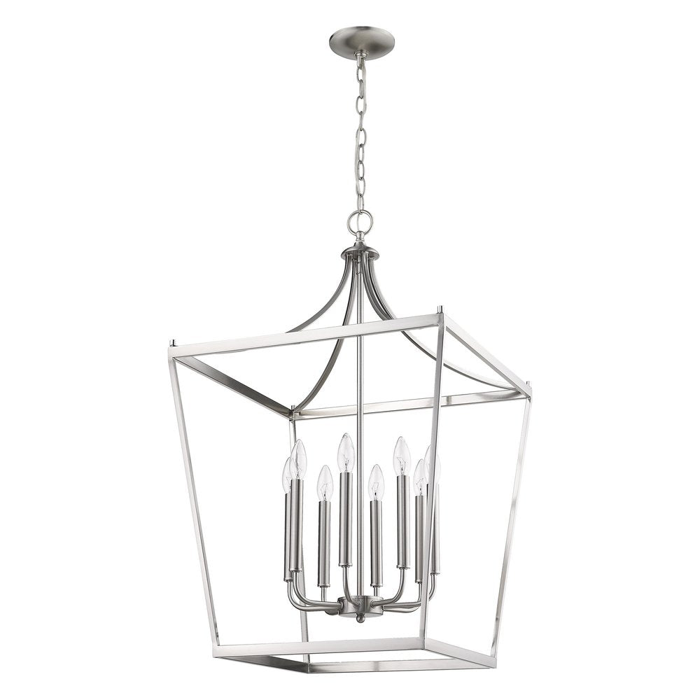 Silver Metal Eight Light Dimmable Ceiling Light