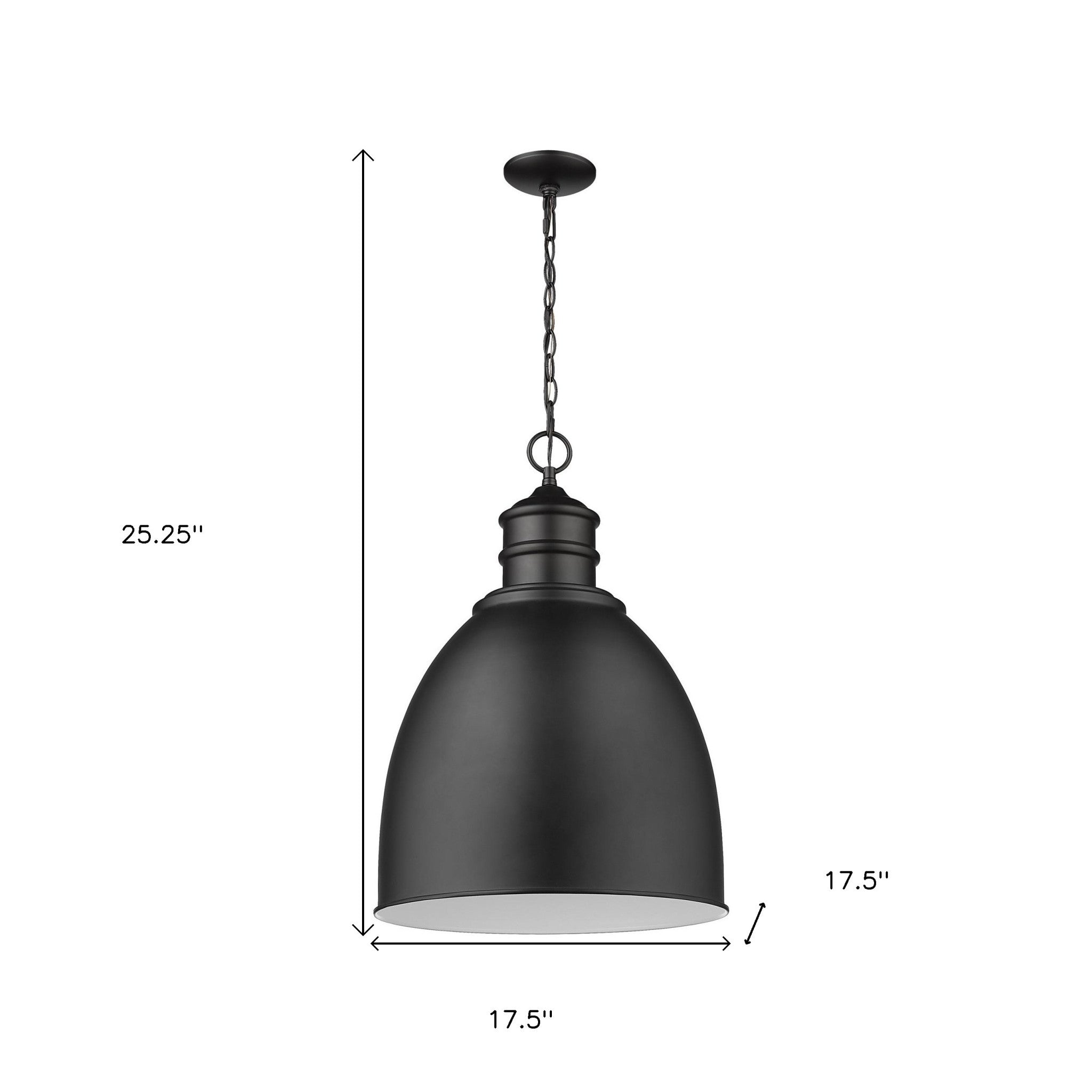 Colby 1-Light Matte Black Pendant With Gloss White Interior Shade