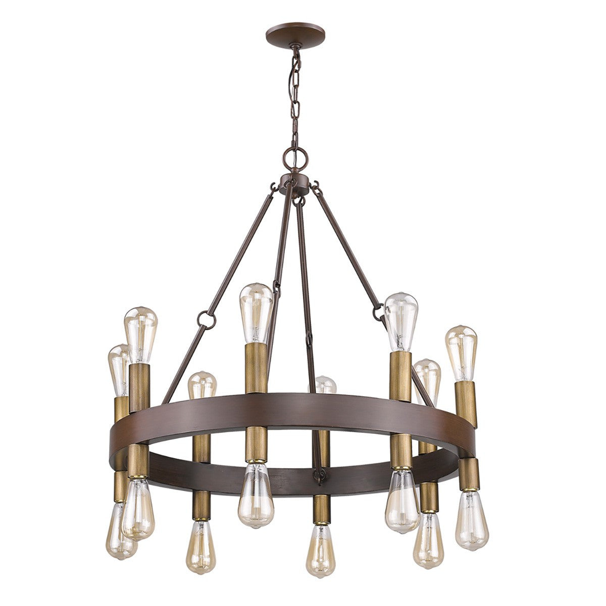 Brown and Black Candle Style Multi Light Metal Dimmable Chandelier