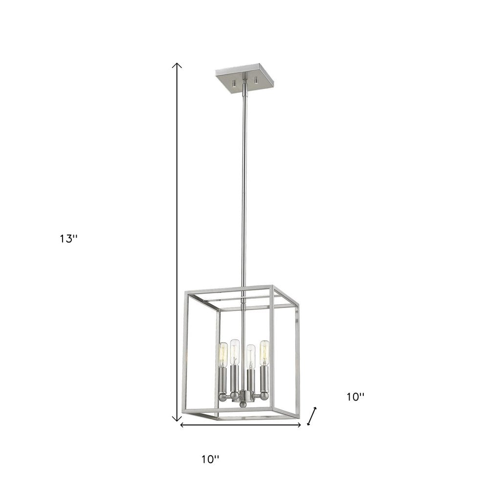 Silver Metal Four Light Dimmable Ceiling Light