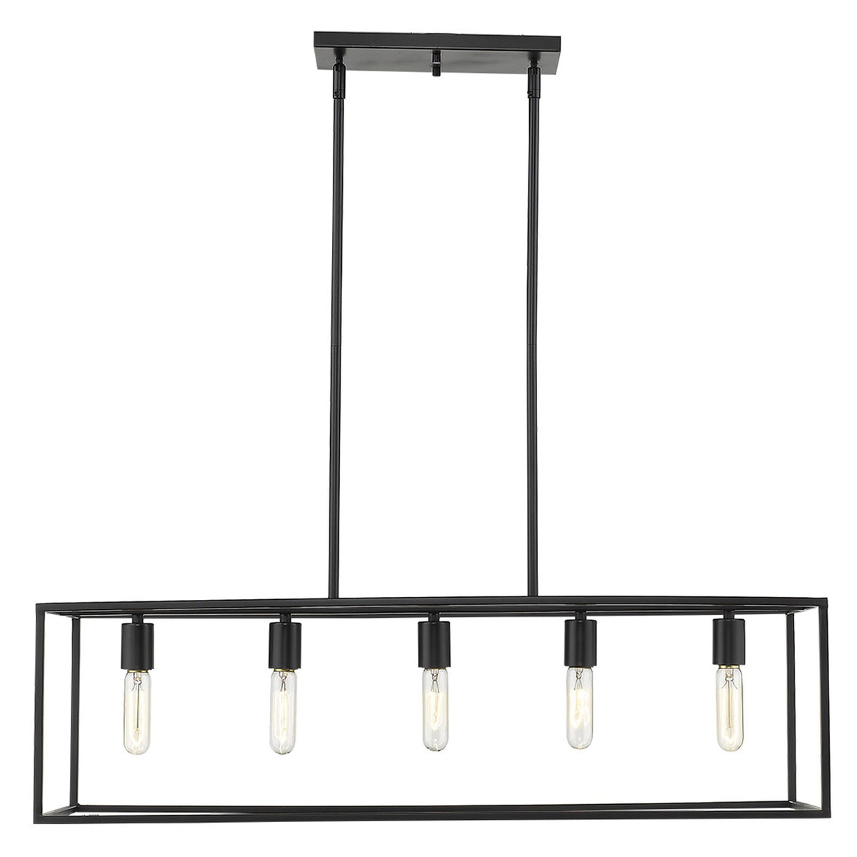 Black Metal Five Light Dimmable Ceiling Light