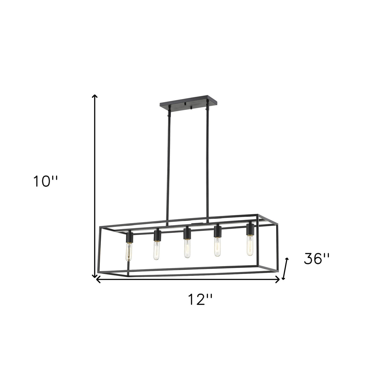 Black Metal Five Light Dimmable Ceiling Light