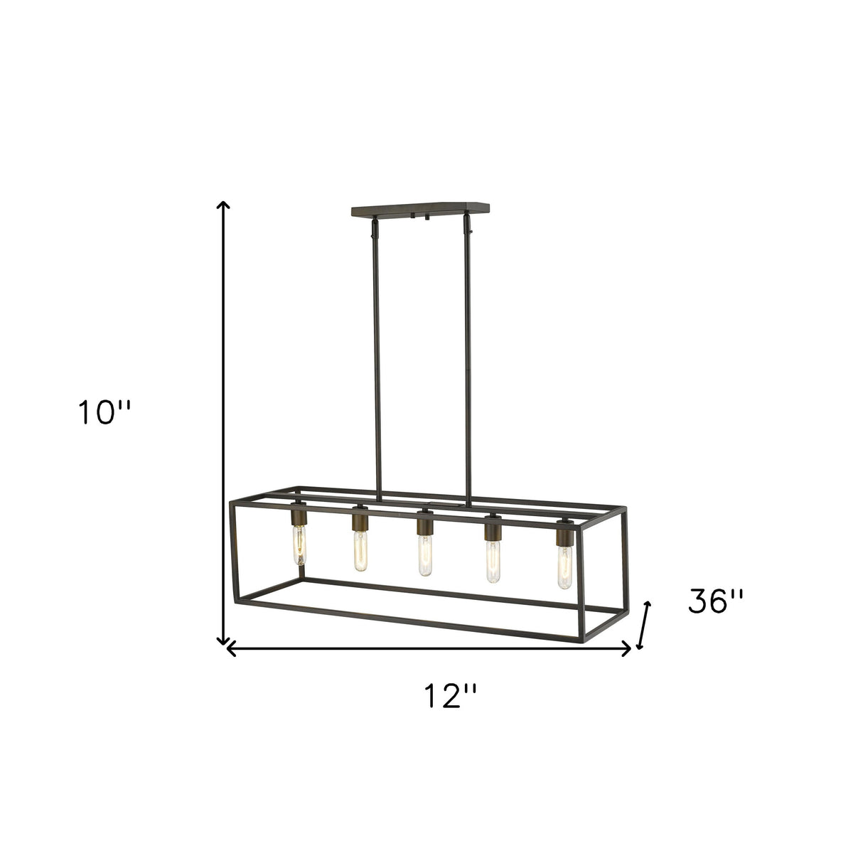 Black Metal Five Light Dimmable Ceiling Light