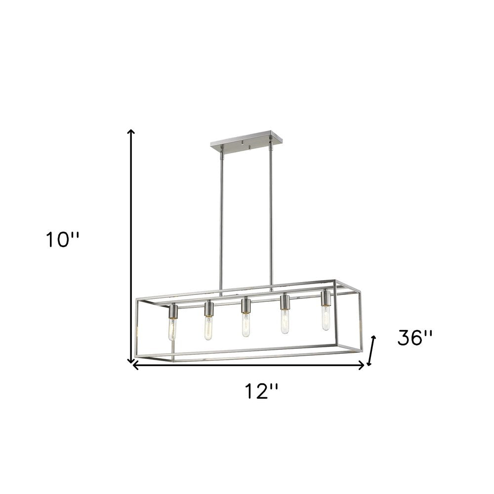 Silver Metal Five Light Dimmable Ceiling Light