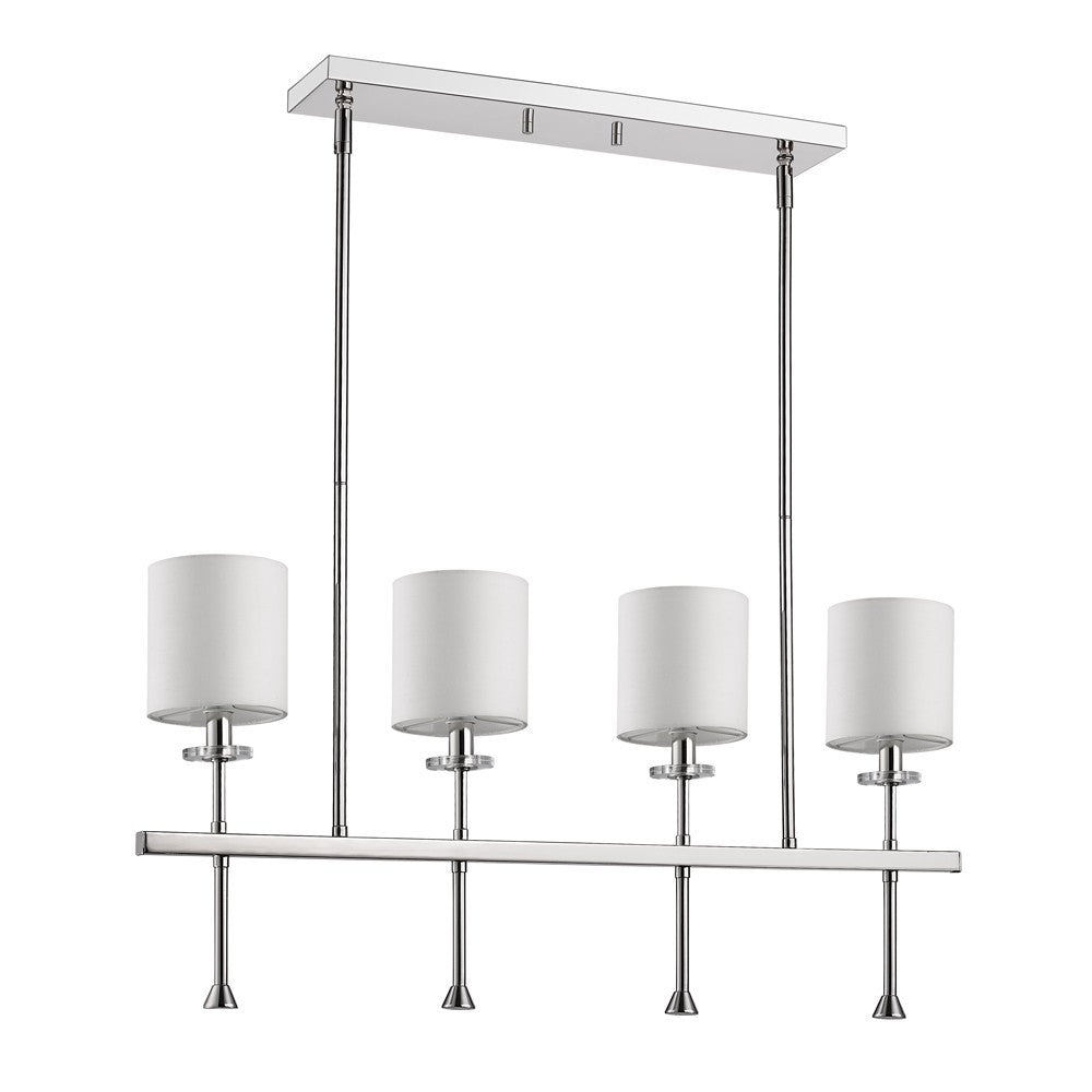 White Metal Four Light Dimmable Ceiling Light With White Shades