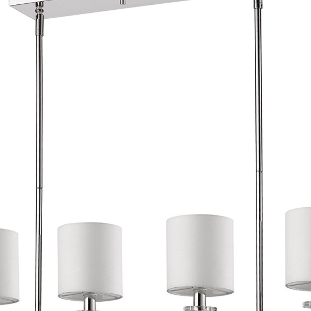 White Metal Four Light Dimmable Ceiling Light With White Shades