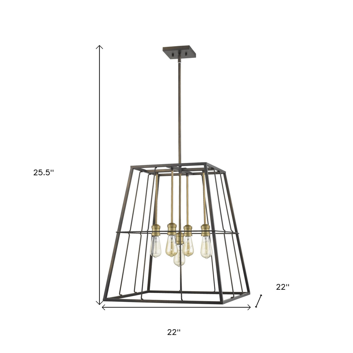 Bronze Metal Five Light Dimmable Ceiling Light