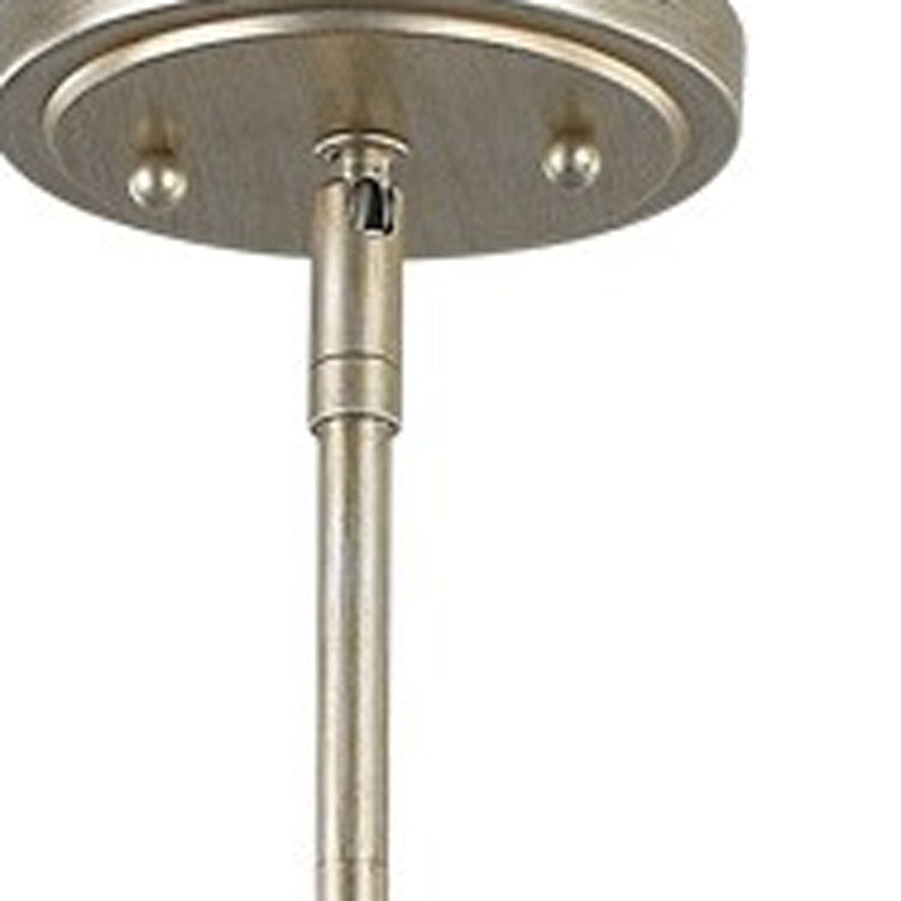 Gold And White Iron Three Light Dimmable Ceiling Light With Silver Shades