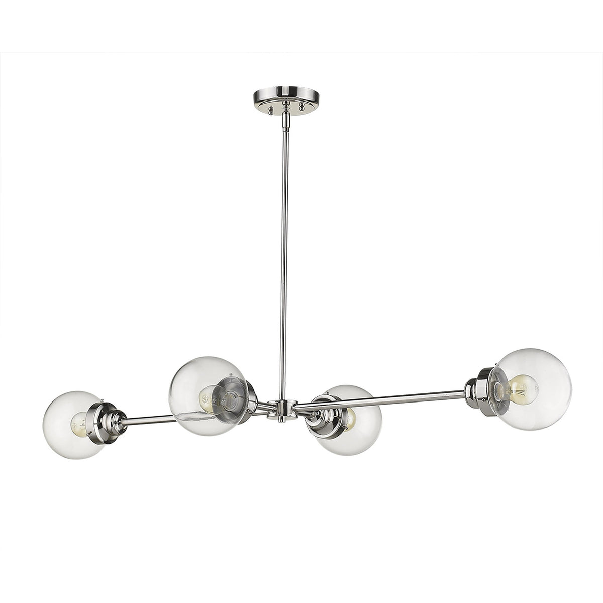 Silver Metal Four Light Dimmable Ceiling Light With Clear Shades
