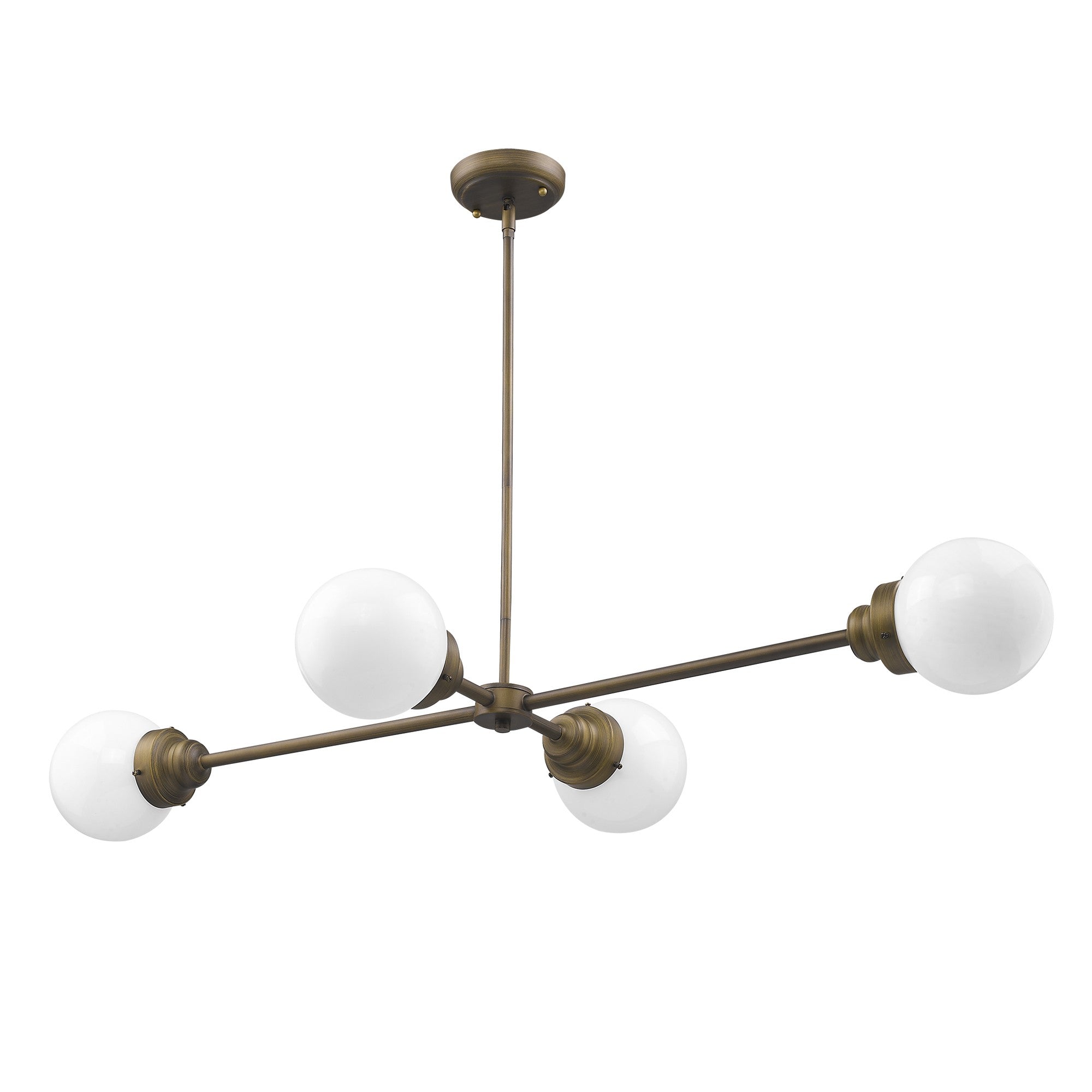 Bronze Metal Four Light Dimmable Ceiling Light With Off White Shades