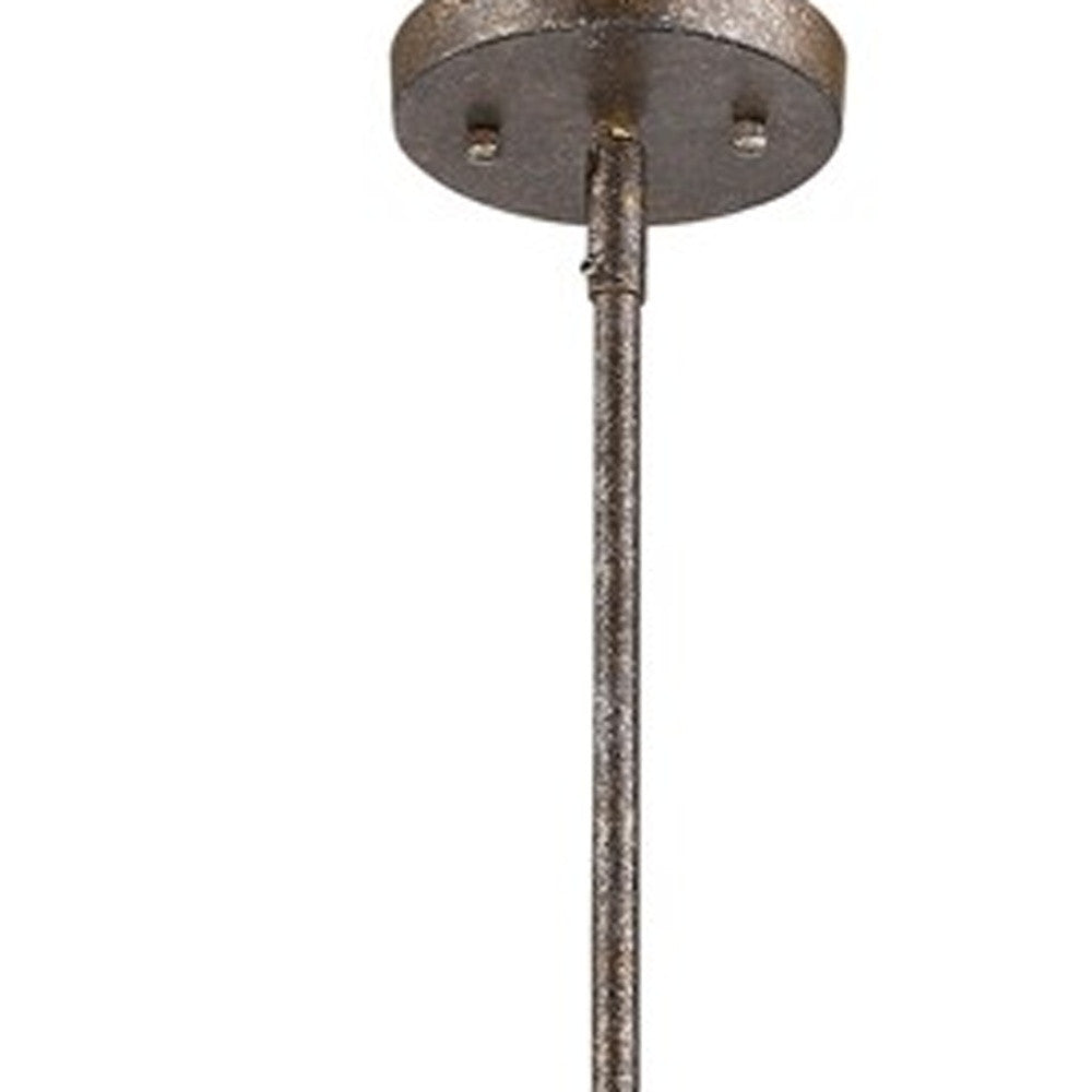Brown Metal Three Light Dimmable Ceiling Light With Gold Shades