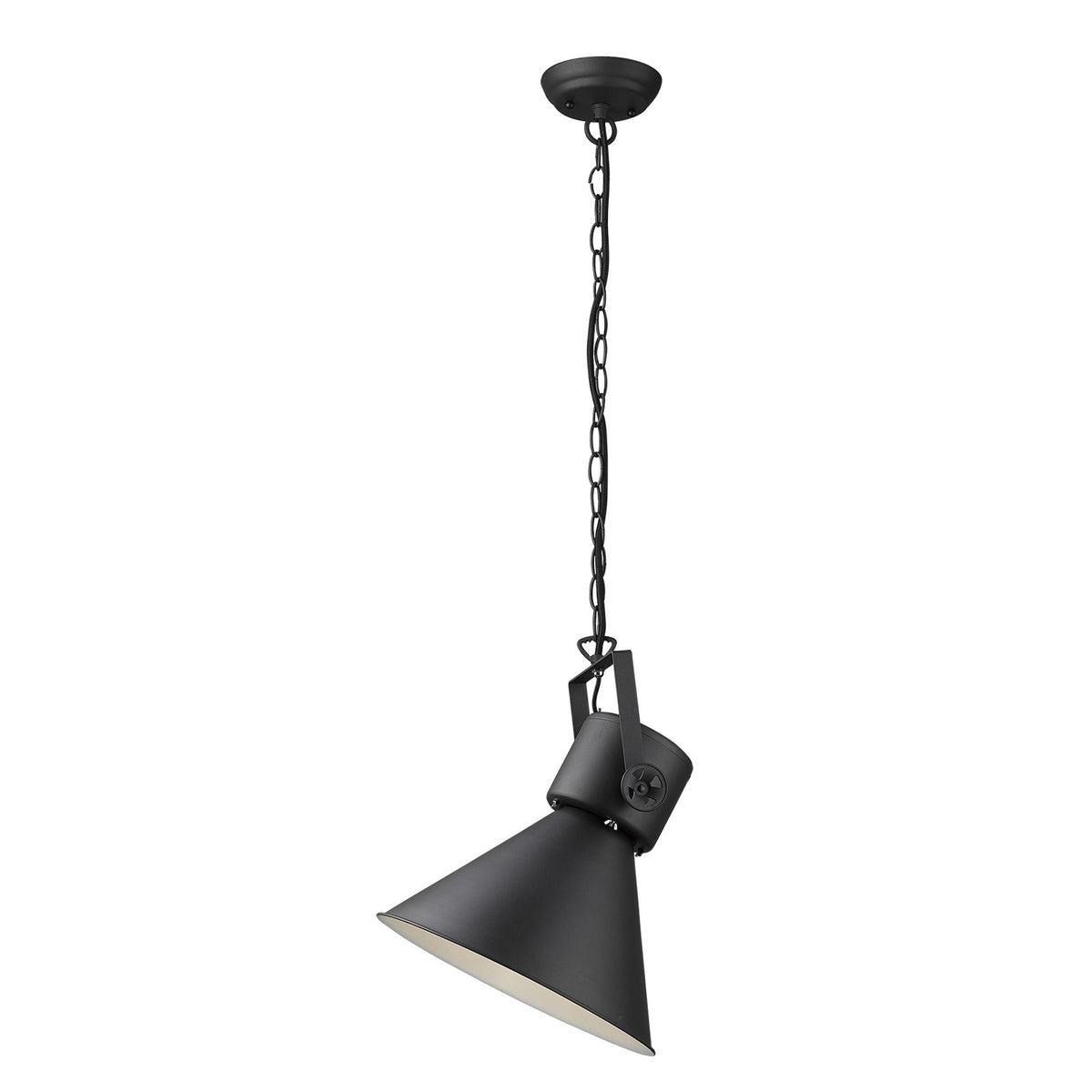 Black Metal One Light Cone Hanging Pendant Light