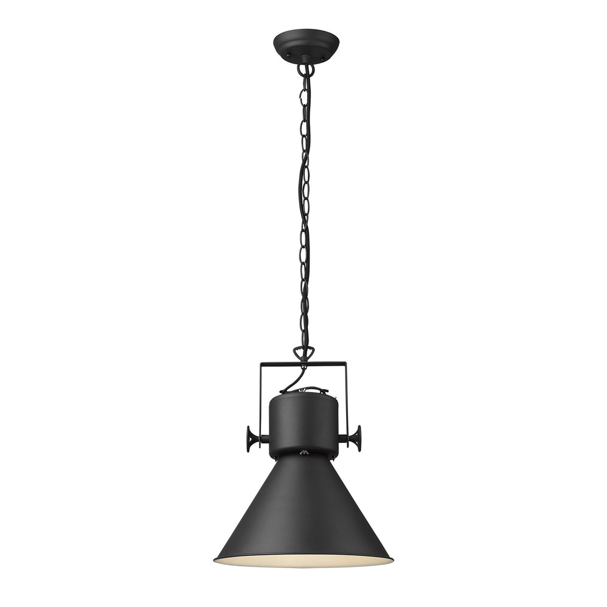 Black Metal One Light Cone Hanging Pendant Light