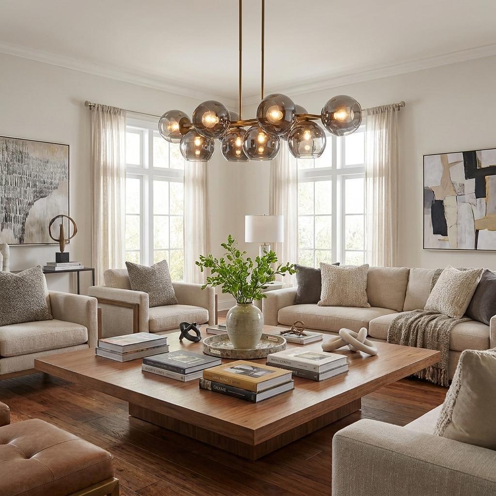 Lunette 10-Light Aged Brass Island Pendant