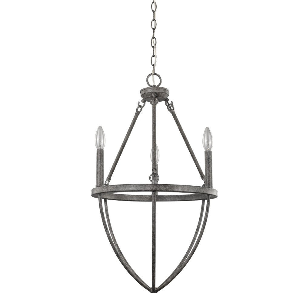 Ash Gray Candle Style Three Light Metal Dimmable Chandelier