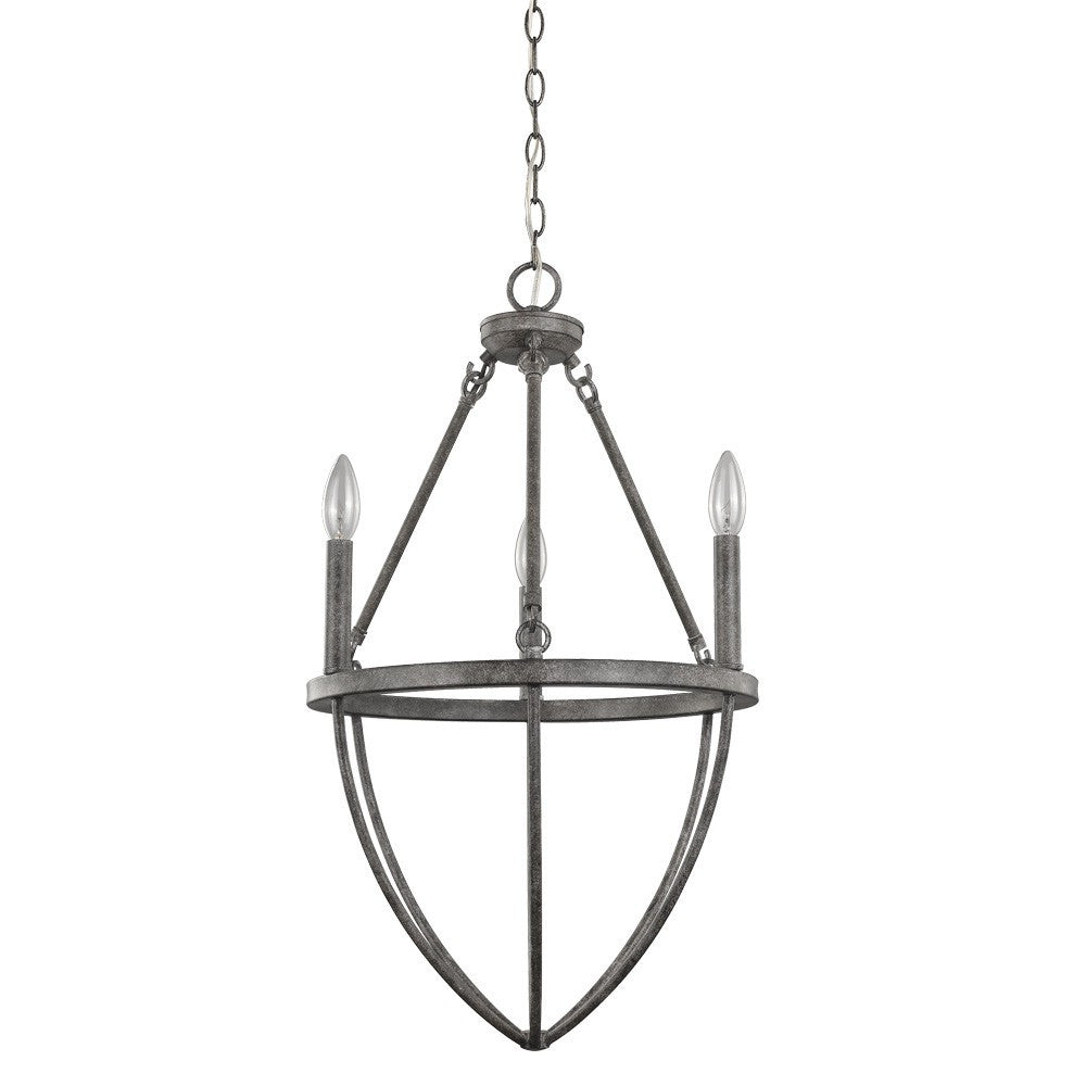 Ash Gray Candle Style Three Light Metal Dimmable Chandelier