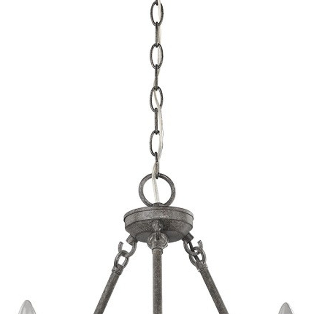 Ash Gray Candle Style Three Light Metal Dimmable Chandelier