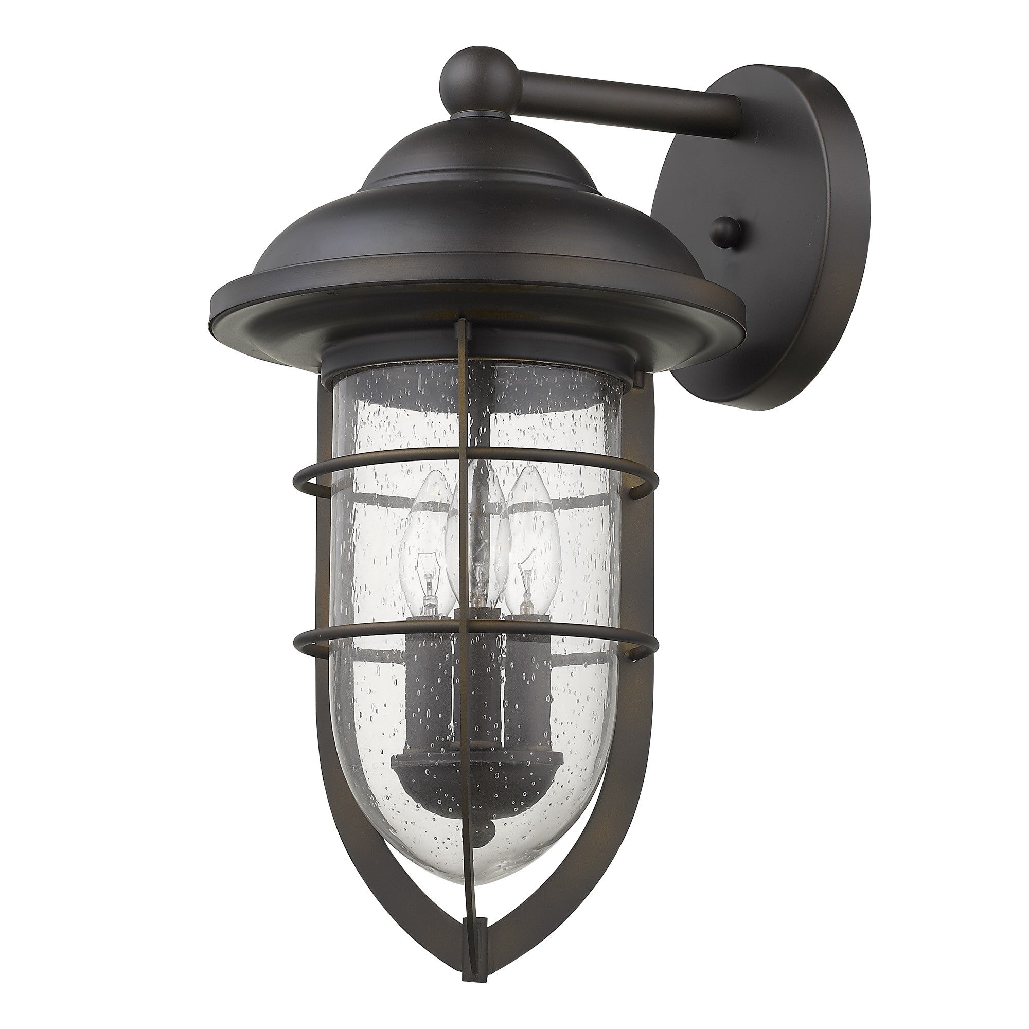 Black And Clear Three Light Seeded Dimmable Outdoor Hanging Lights With Black And Clear Shades