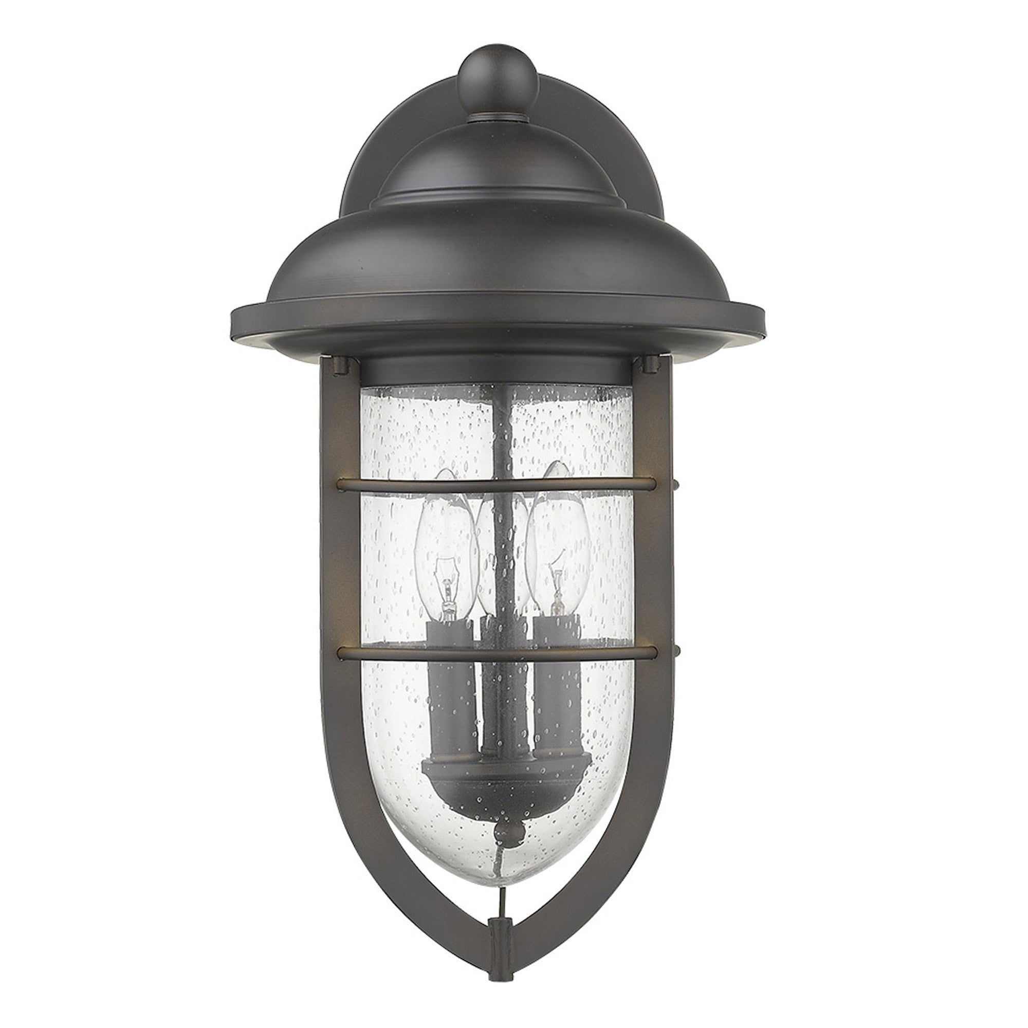 Black And Clear Three Light Seeded Dimmable Outdoor Hanging Lights With Black And Clear Shades