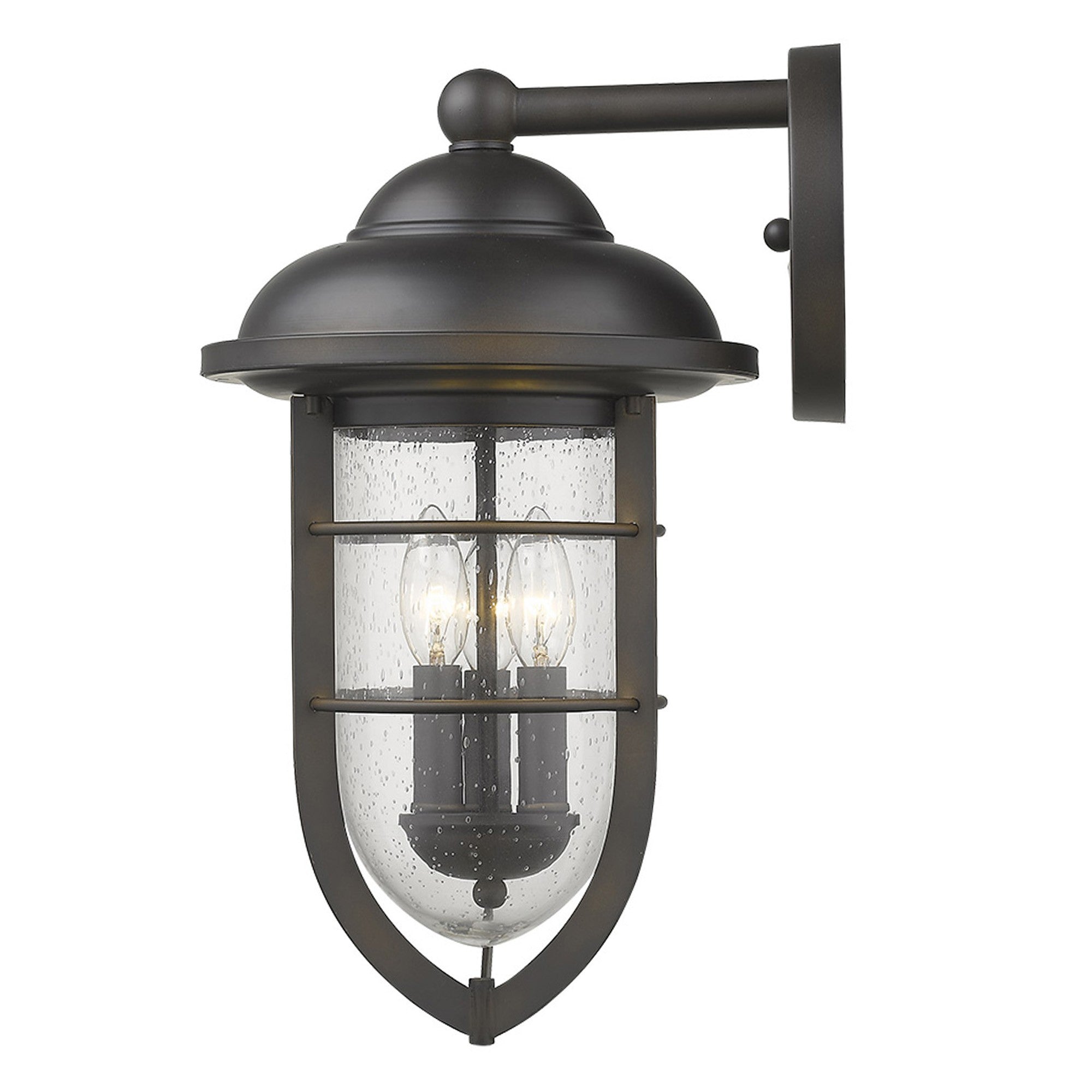 Black And Clear Three Light Seeded Dimmable Outdoor Hanging Lights With Black And Clear Shades