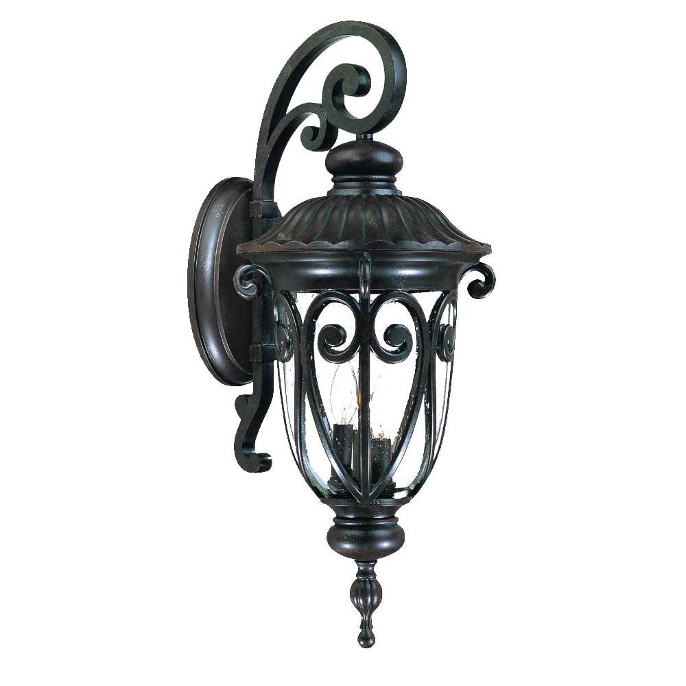 Black And Clear Three Light Seeded Dimmable Outdoor Hanging Lights With Black And Clear Shades