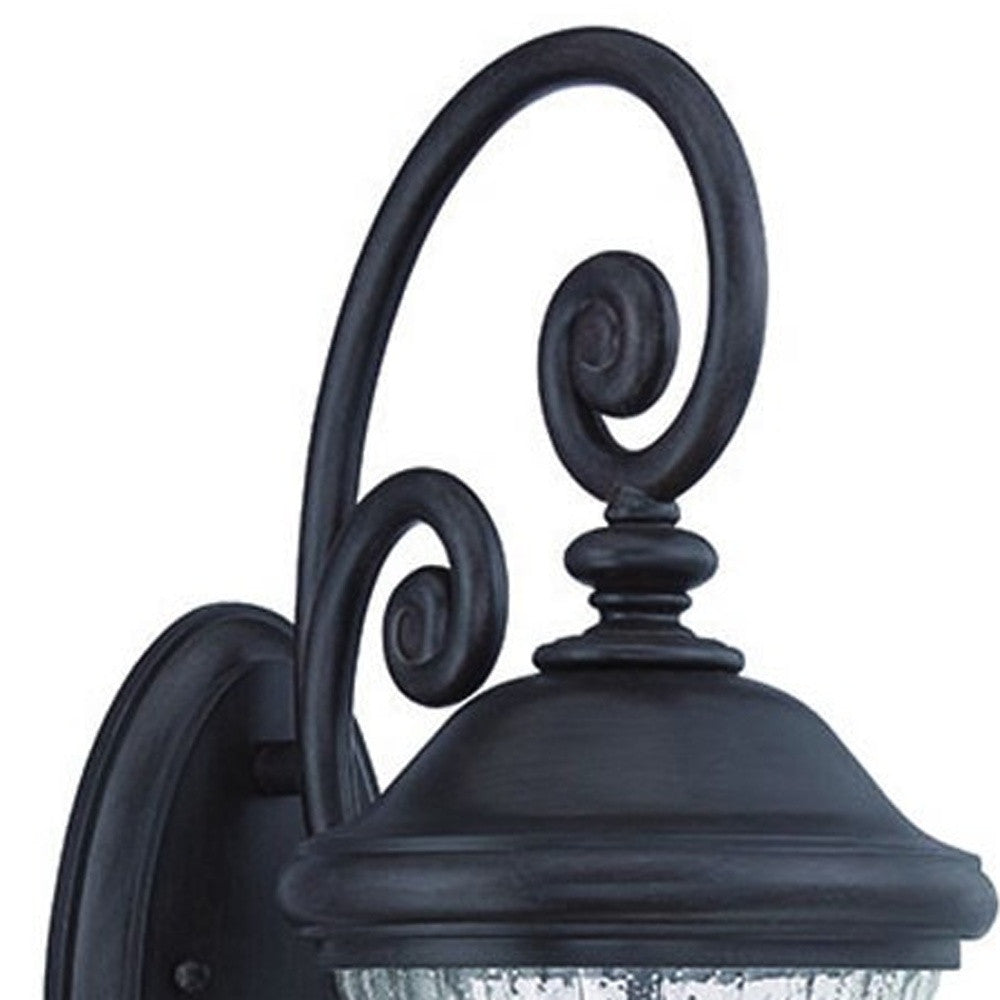 Black And Clear Three Light Seeded Dimmable Outdoor Hanging Lights With Black And Clear Shades