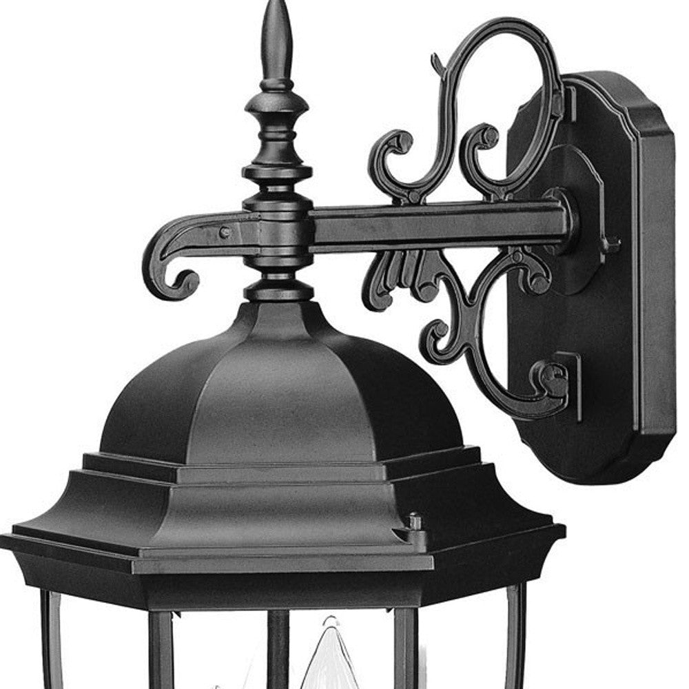 Three Light Matte Black Wide Hanging Lantern Wall Light