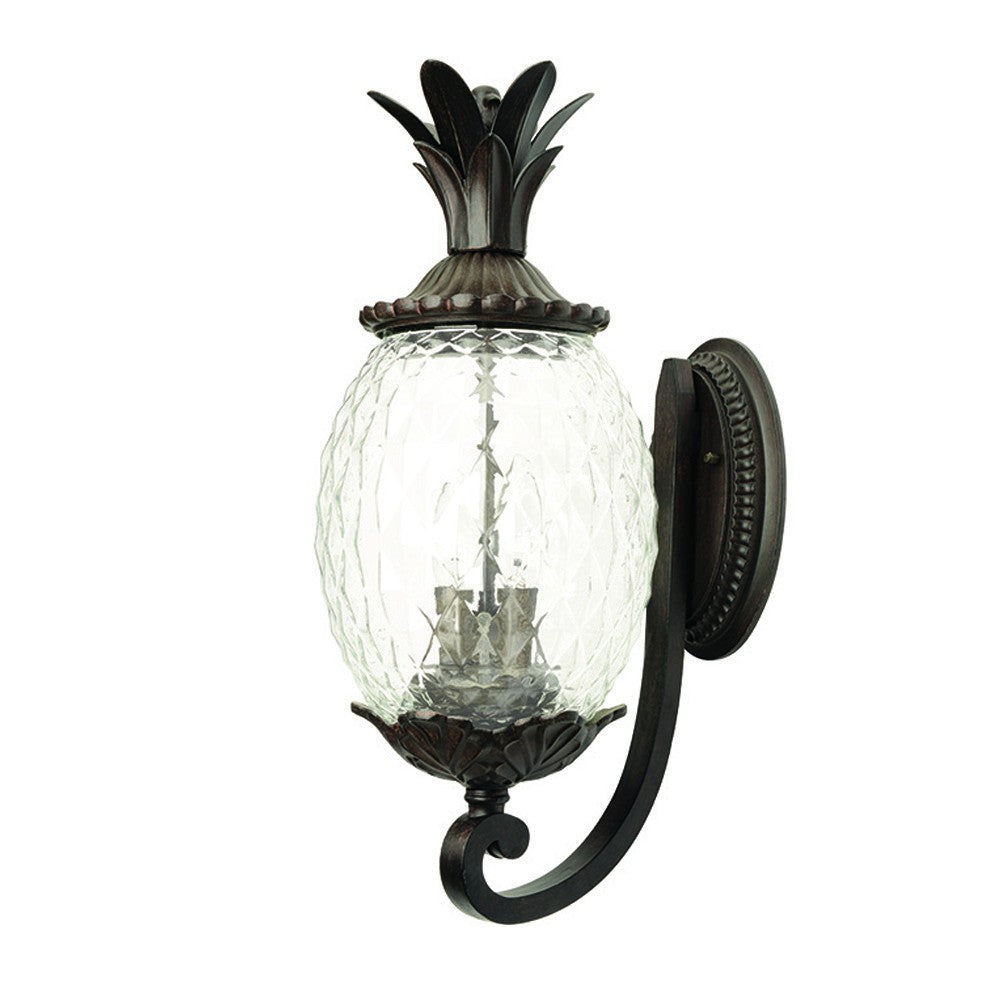 Black And Clear Three Light Crackled Dimmable Outdoor Hanging Lights With Black And Clear Shades