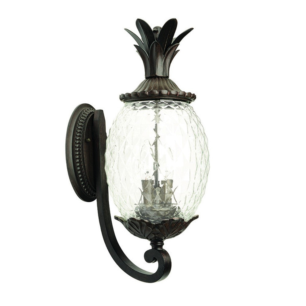 Black And Clear Three Light Crackled Dimmable Outdoor Hanging Lights With Black And Clear Shades