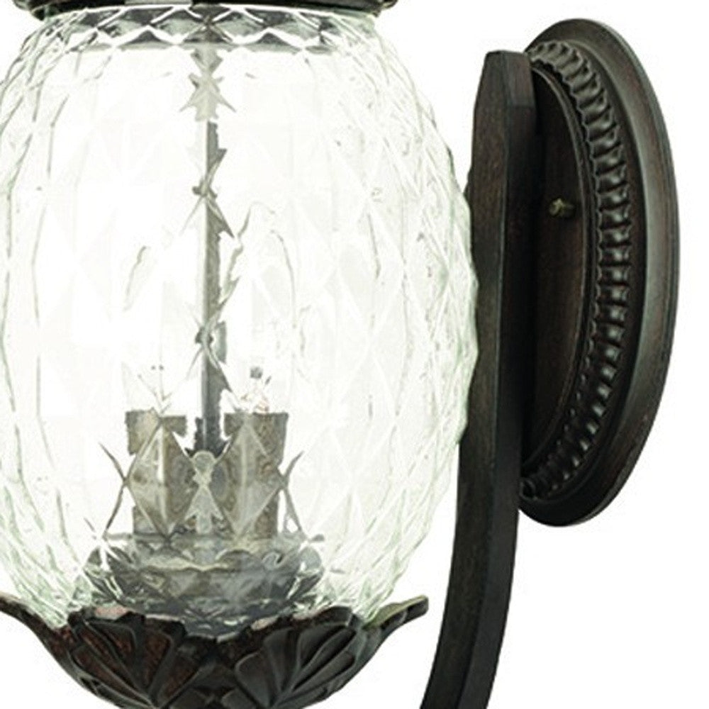 Black And Clear Three Light Crackled Dimmable Outdoor Hanging Lights With Black And Clear Shades