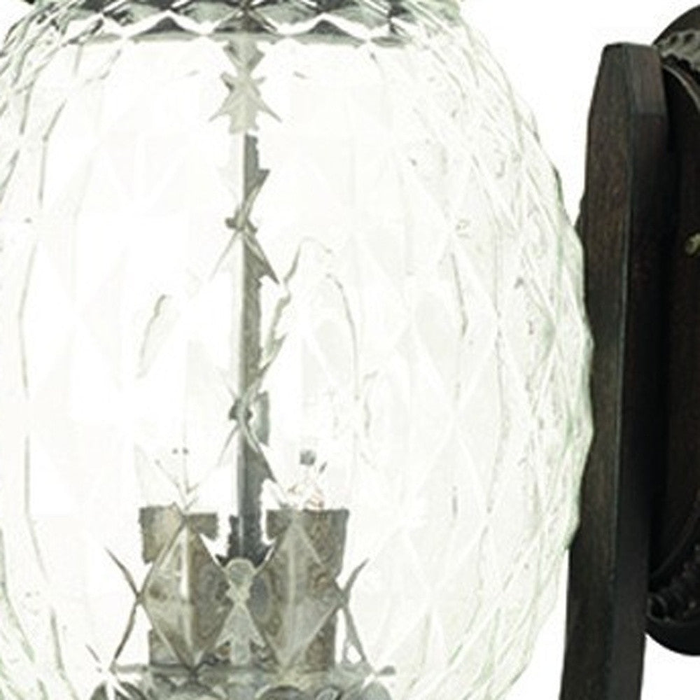 Black And Clear Three Light Crackled Dimmable Outdoor Hanging Lights With Black And Clear Shades