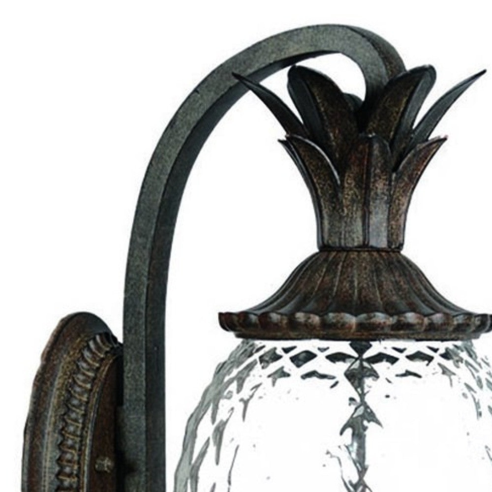 Black And Clear Three Light Crackled Dimmable Outdoor Hanging Lights With Black And Clear Shades