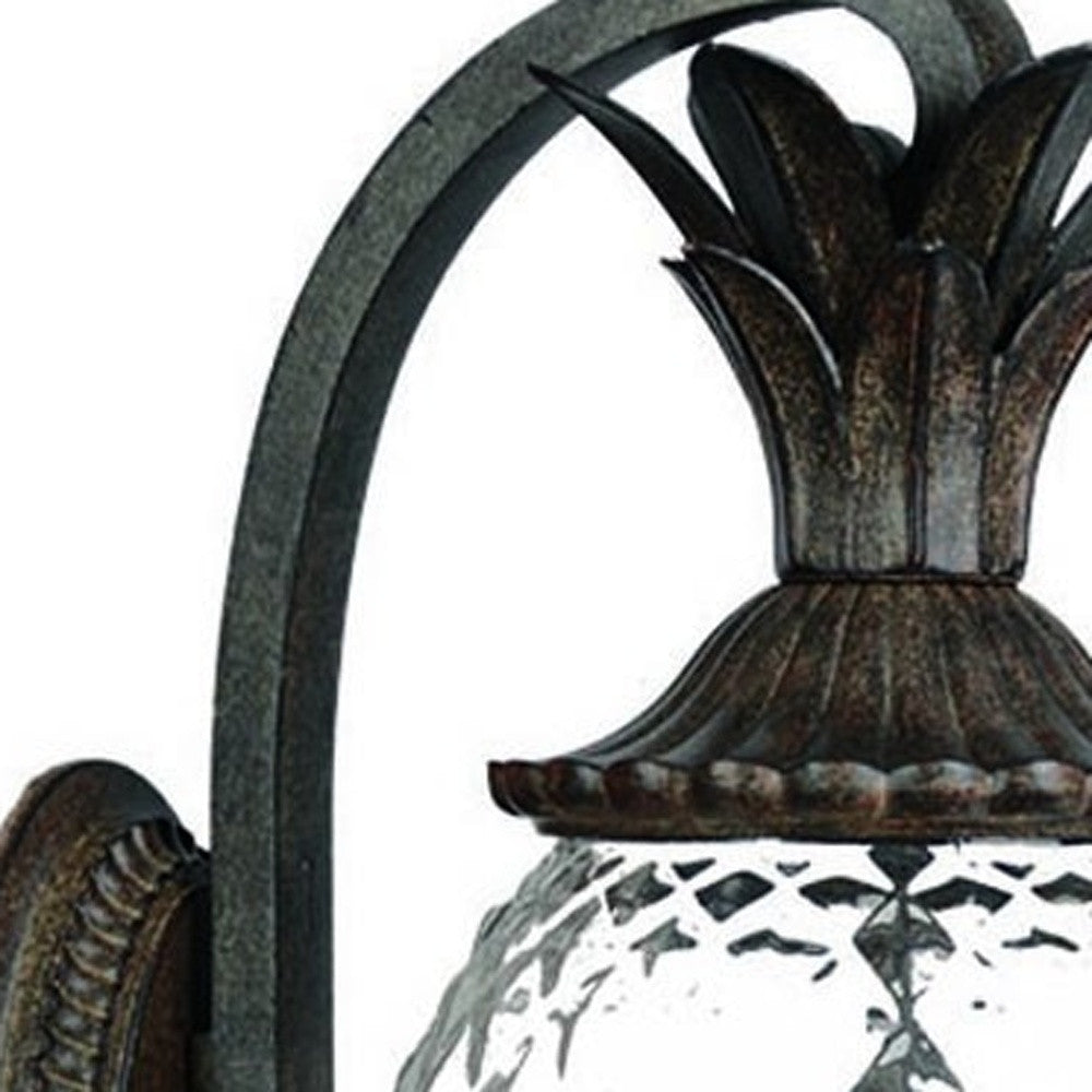 Black And Clear Three Light Crackled Dimmable Outdoor Hanging Lights With Black And Clear Shades