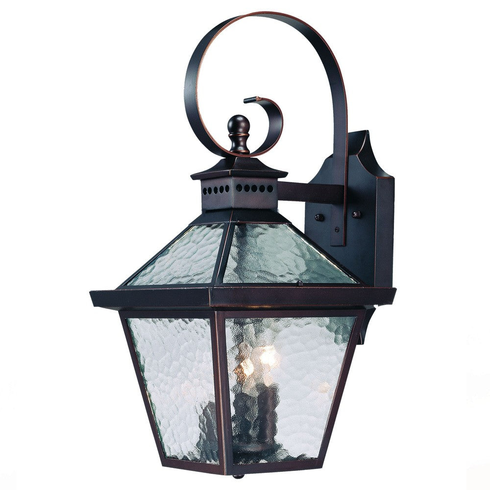 Bronze And Clear Three Light Hammered Dimmable Outdoor Hanging Lights With Bronze And Clear Shades