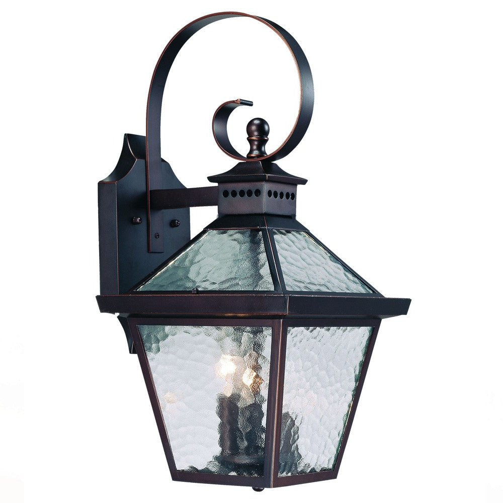 Bronze And Clear Three Light Hammered Dimmable Outdoor Hanging Lights With Bronze And Clear Shades