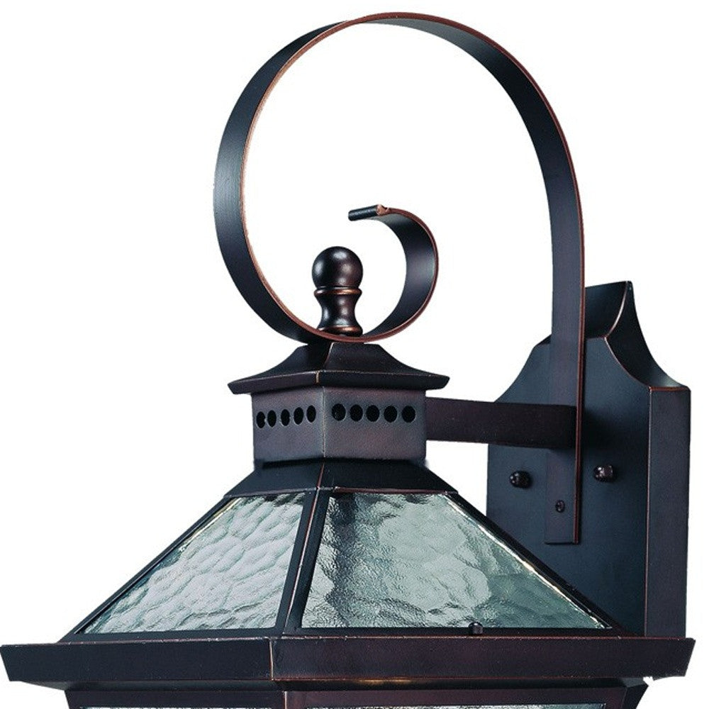 Bronze And Clear Three Light Hammered Dimmable Outdoor Hanging Lights With Bronze And Clear Shades