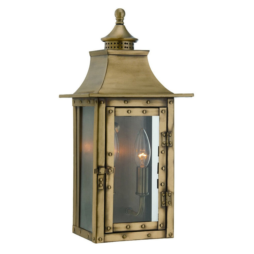 Brass And Clear Two Light Transparent Dimmable Outdoor Hanging Lights With Brass And Clear Shades