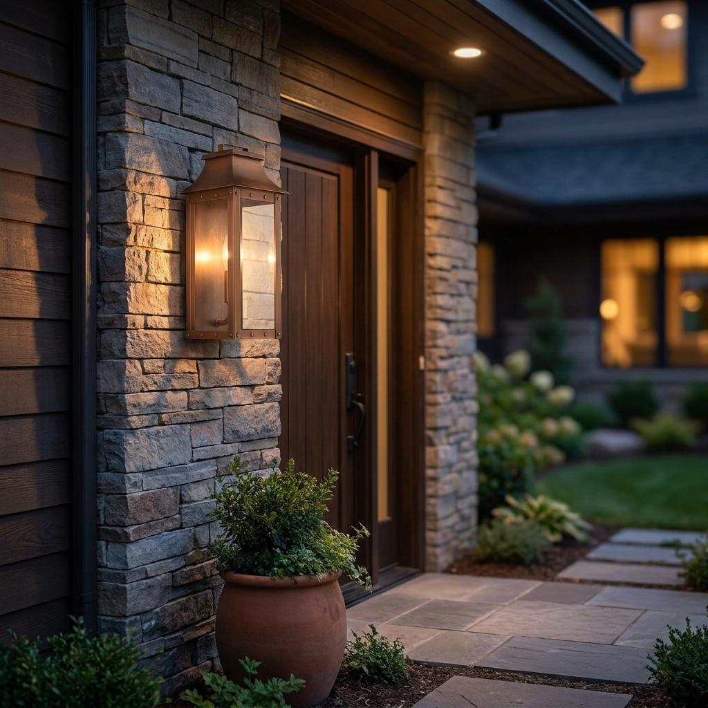 Copper And Clear Transparent Dimmable Outdoor Hanging Light With Copper And Clear Shades