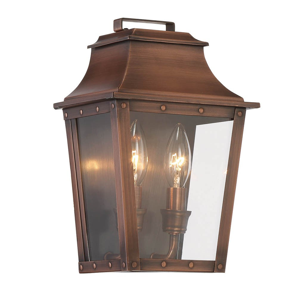 Two Light Transparent Dimmable Outdoor Hanging Lights With Copper And Clear Shades