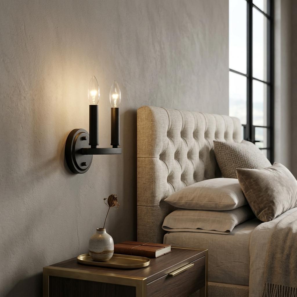 7" Black Metal Vanity Flush Mounted Sconce