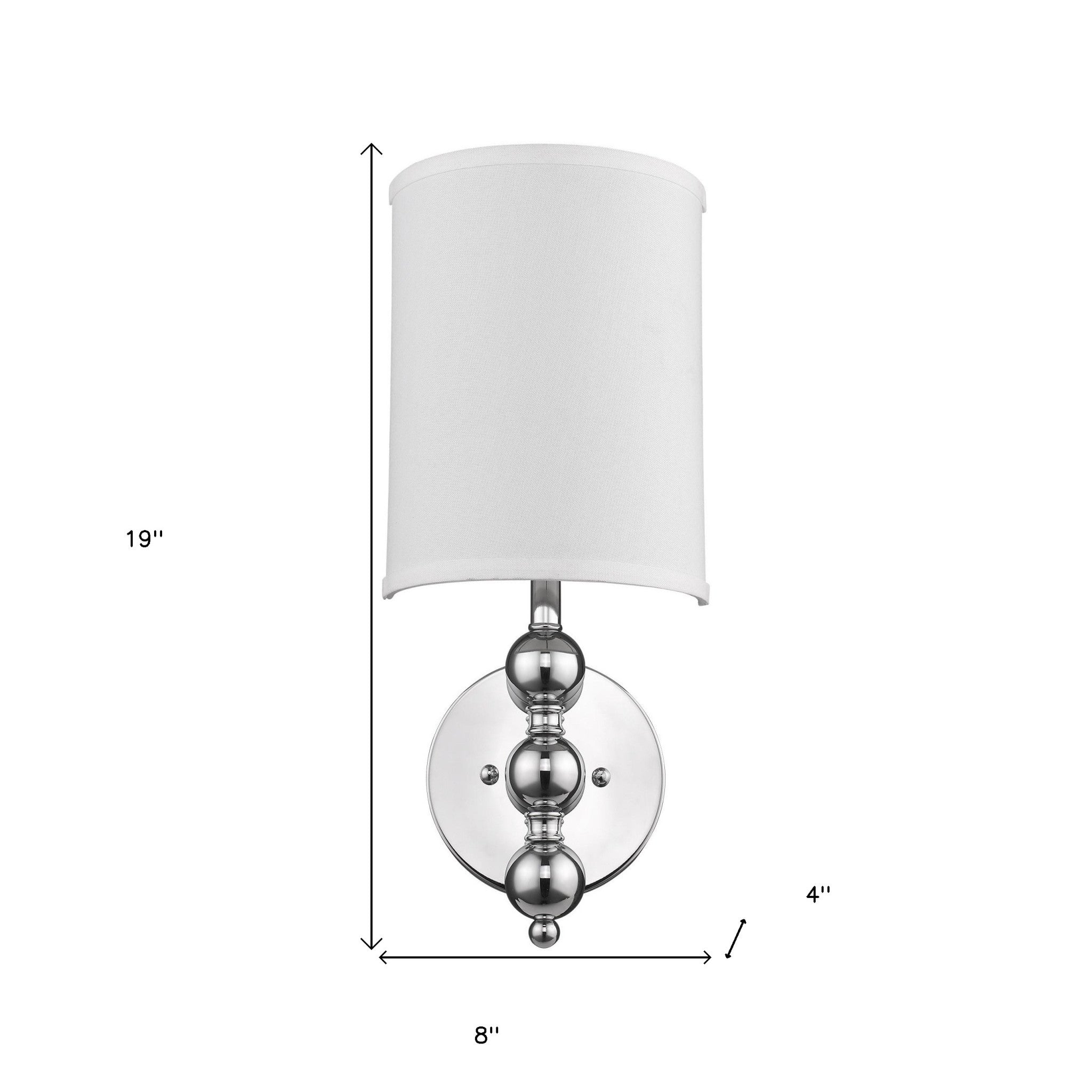 Silver Chrome Wall Light with Linen Fabric Shade