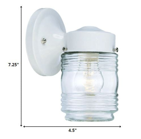 White Standard Jelly Jar One Light Outdoor Wall Light