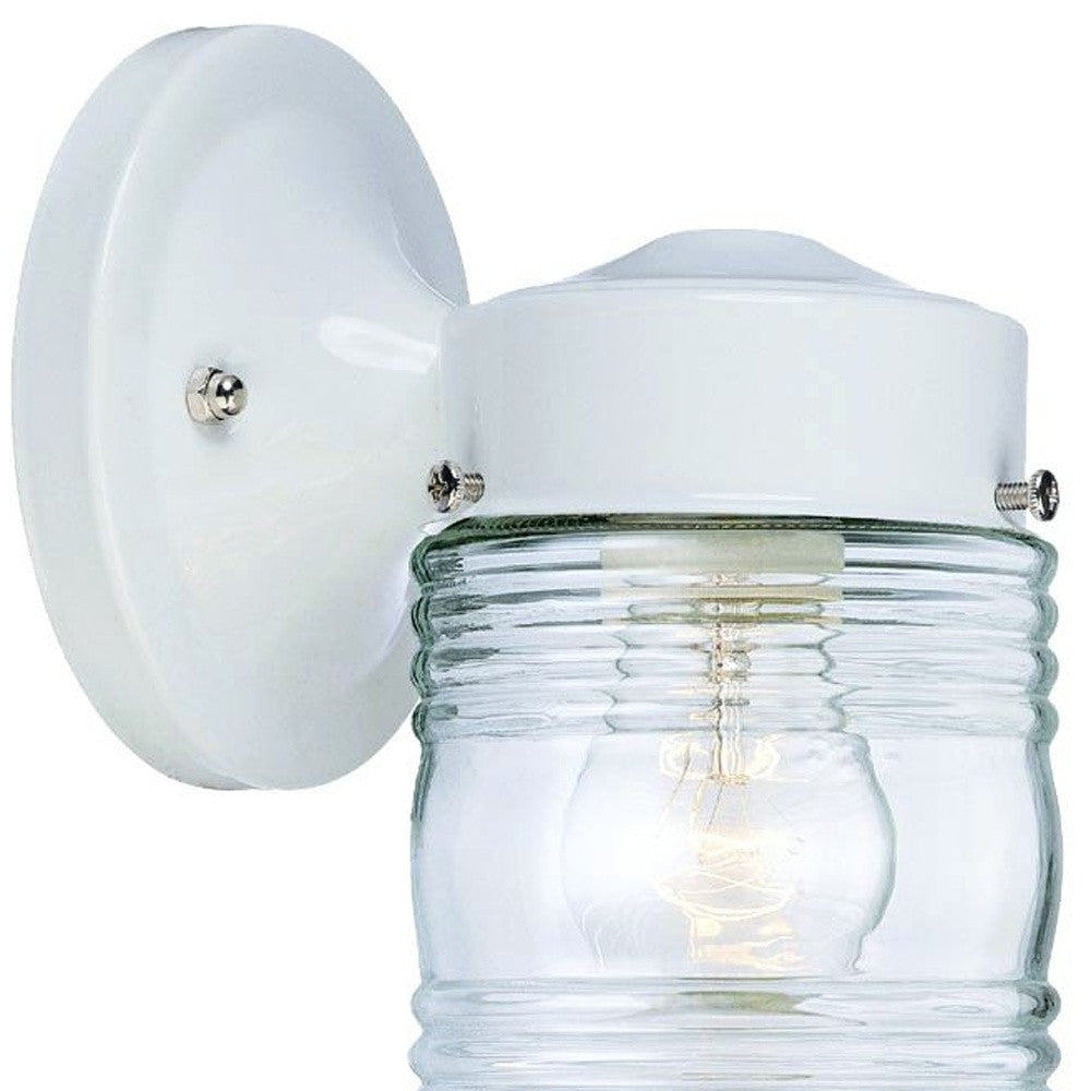 White Standard Jelly Jar One Light Outdoor Wall Light