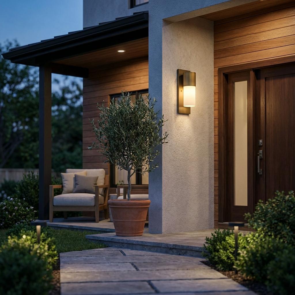 Brass And White Frosted Dimmable Outdoor Hanging Light With Brass And White Shades