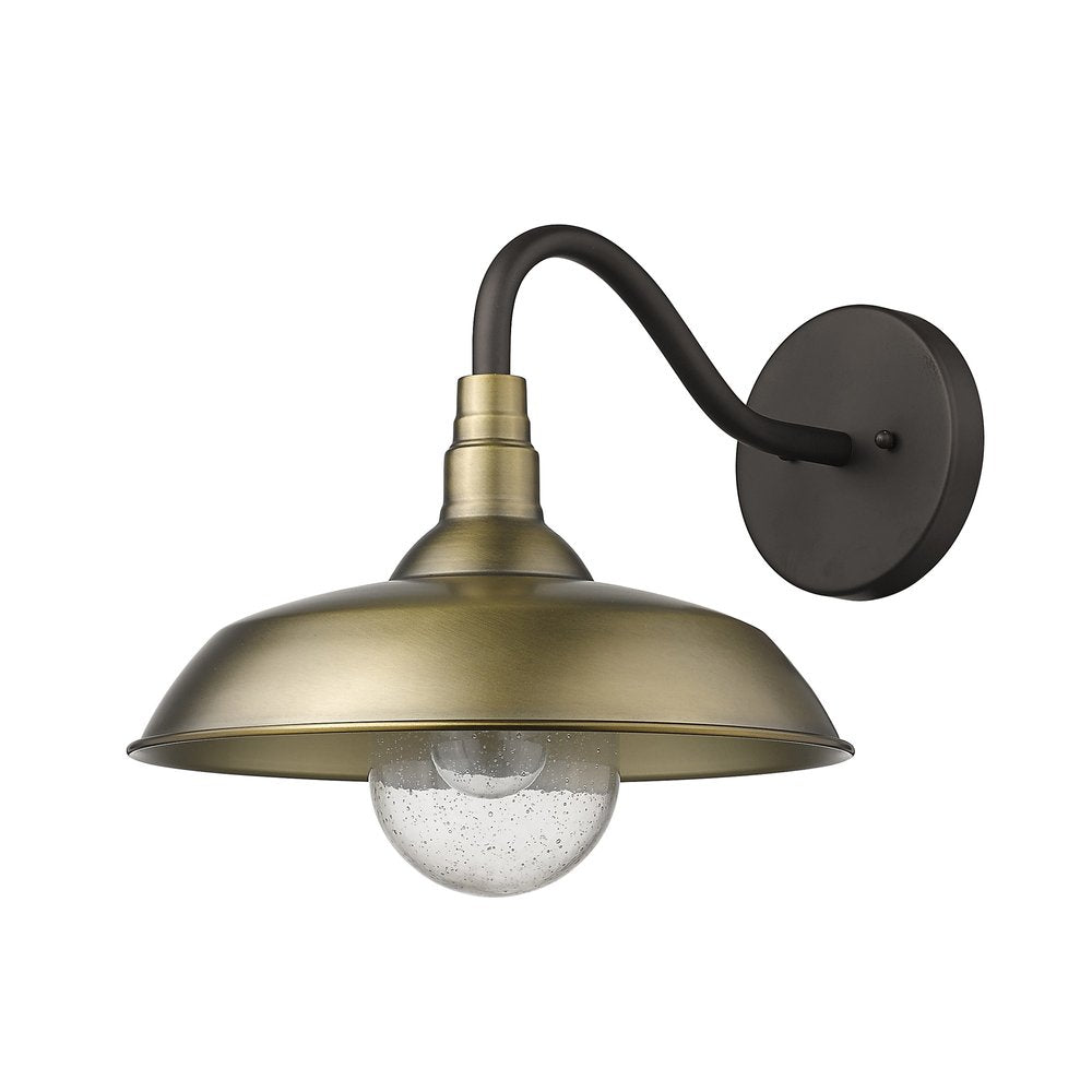 Antiqued Brass Seeded Dimmable Outdoor Hanging Light With Brass Shades
