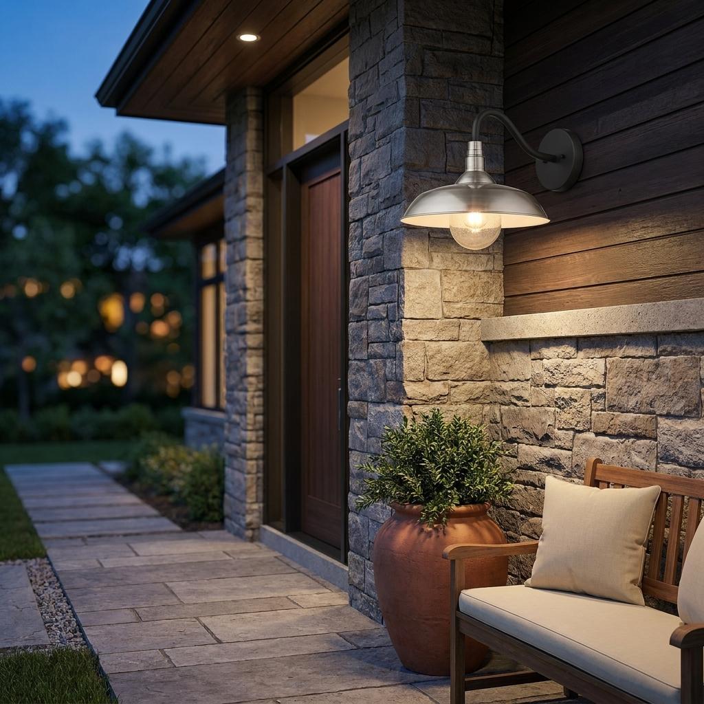 Silver And Black Seeded Dimmable Outdoor Hanging Light With Silver And Black Shades